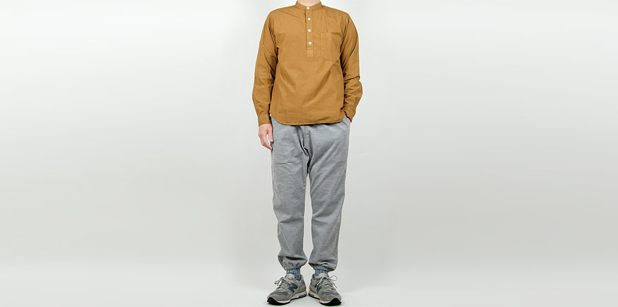 MHL. G.D. POPLIN NOCOLLAR P/O SHIRTS