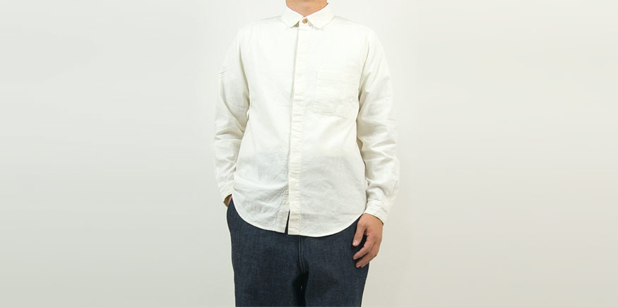 THE HINOKI リネンコットン ウッドボタンワークシャツ NATURAL