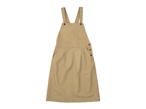 MHL. JAPANESE COTTON LINEN DRILL APRON DRESS / FADED COTTON TWILL OVERALLS
